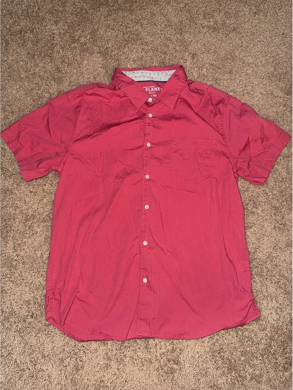 Free Planet Men's XL Red Short Sleeve Button-Up Shirt